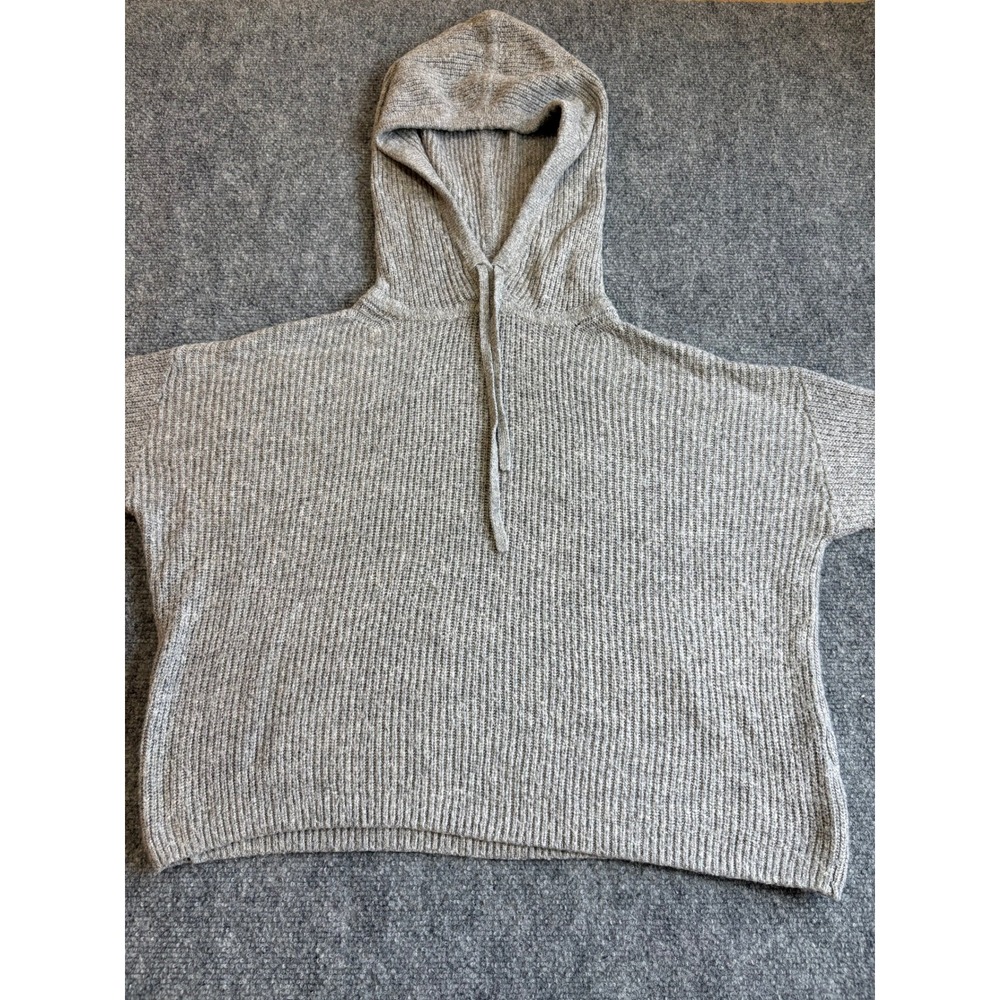 Banana Republic Womens Gray Ribbed Knit Alpaca Blend Hooded Sweater XS Boxy